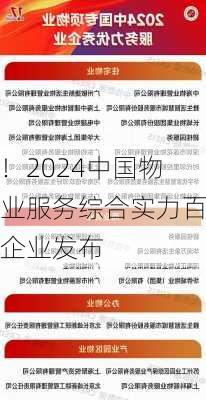 
！2024中国物业服务综合实力百强企业发布